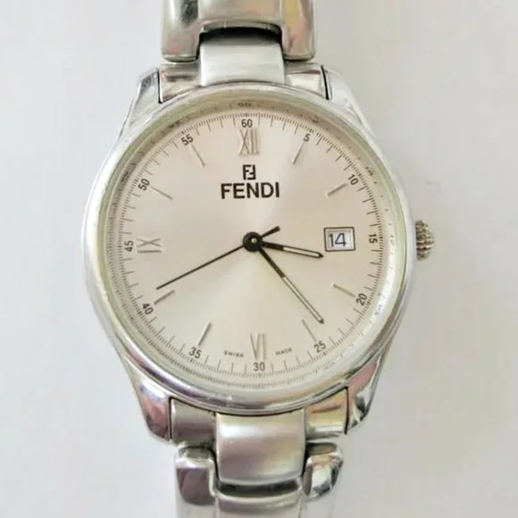 FENDI OROLOGI Traditional Style  Round Shape  Swiss Made  Quartz  Stainless Stee Fendi Orologi Black Dial Date Swiss Made Unisex Watch Model  main image 4